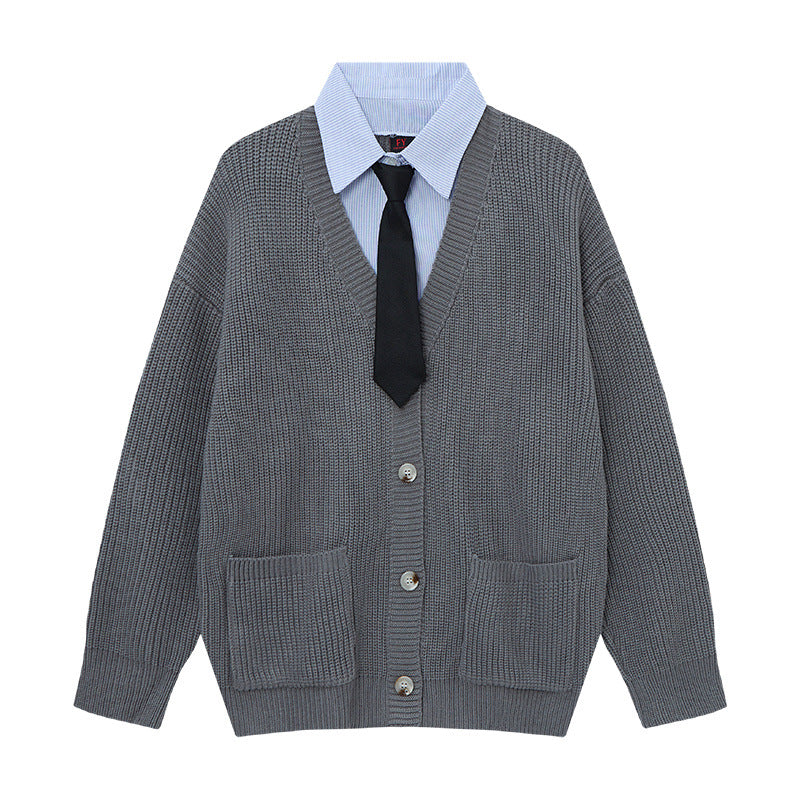 Layered Knit Cardigan for Men