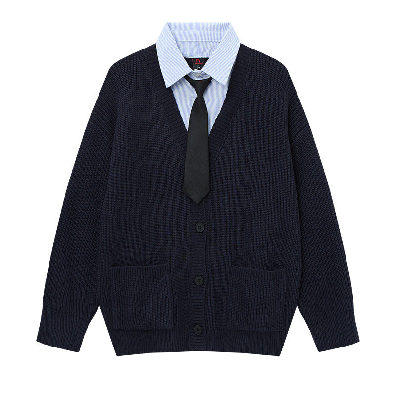 Layered Knit Cardigan for Men