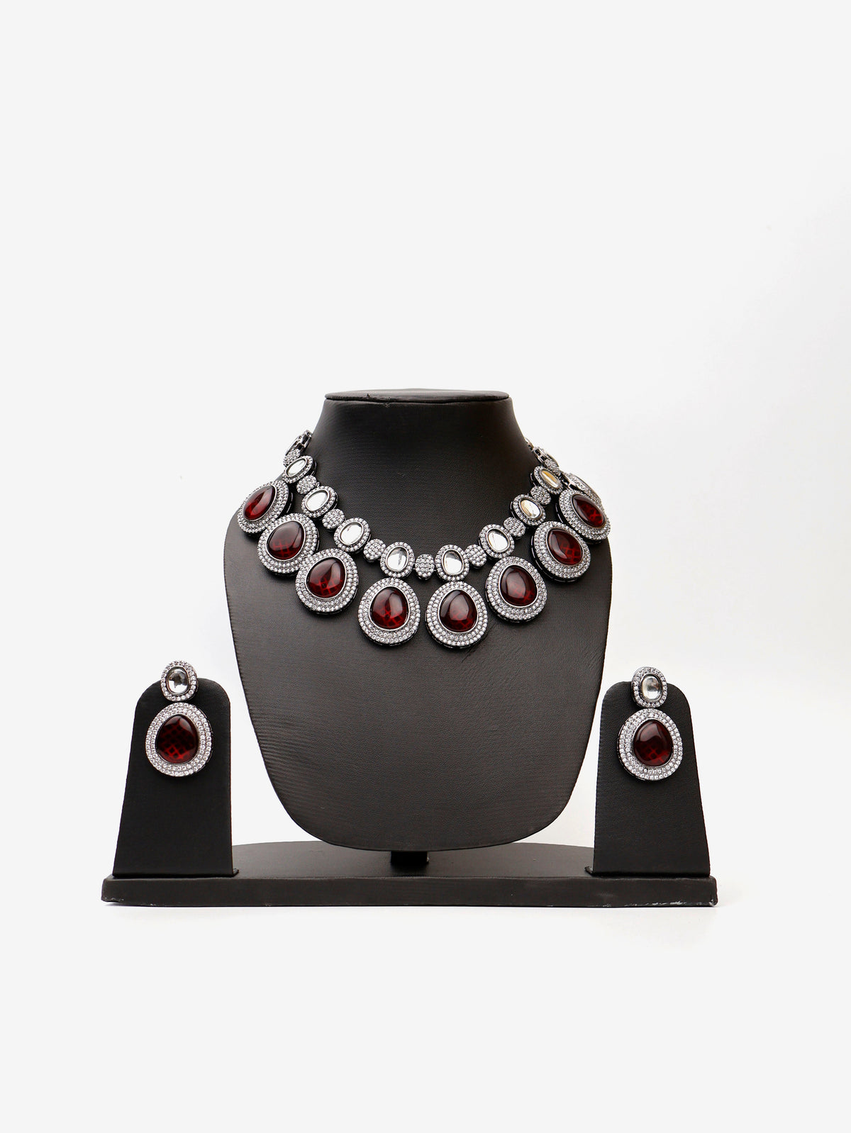 Pyrope Garnet Stone Reverse AD High Quality Necklace Set
