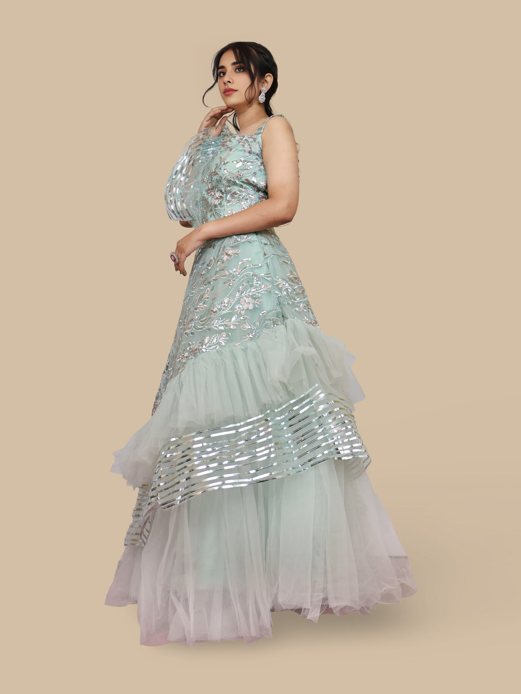 Sequins & Embroidered Lehenga Choli Set