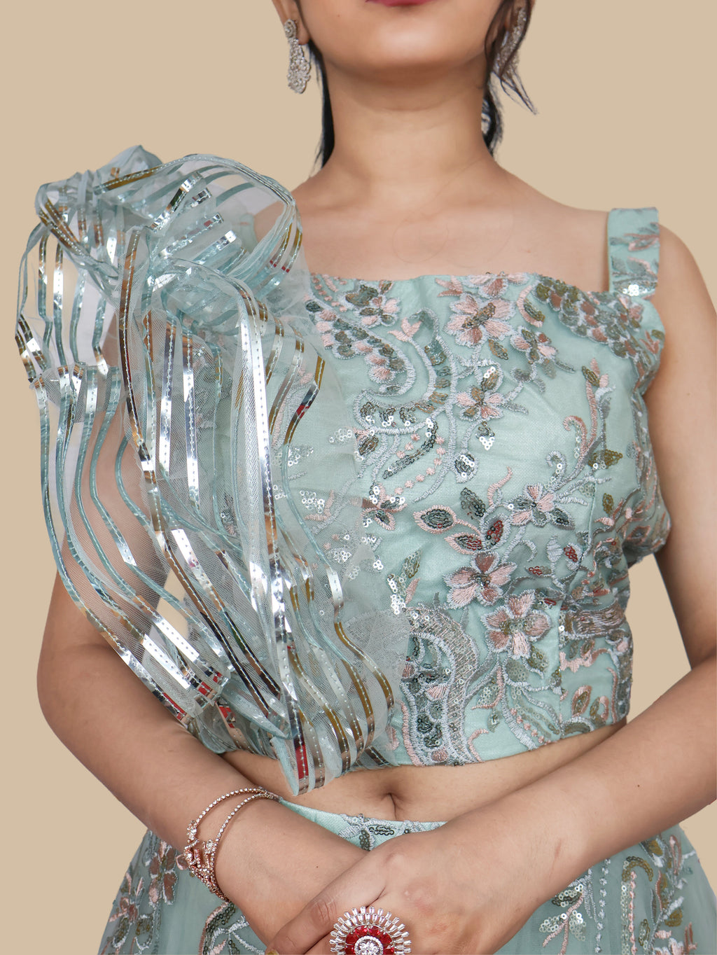 Sequins & Embroidered Lehenga Choli Set