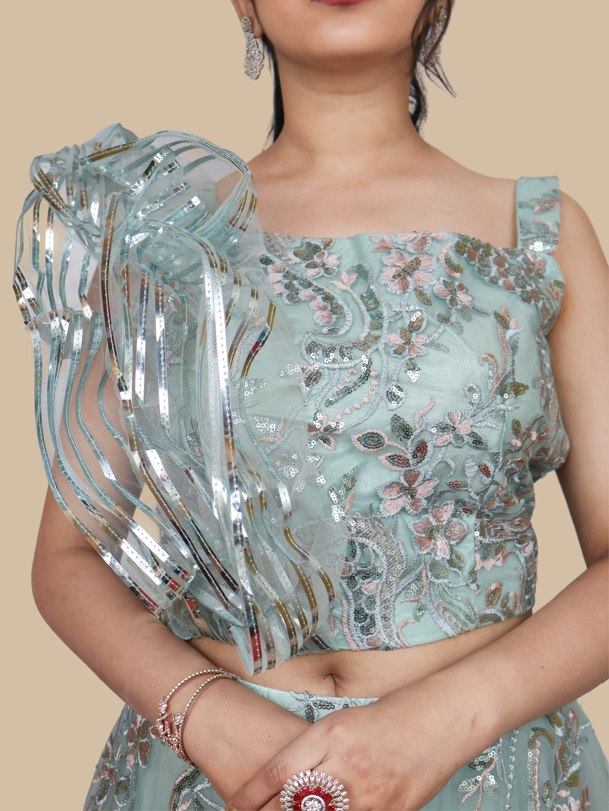 Sequins & Embroidered Lehenga Choli Set