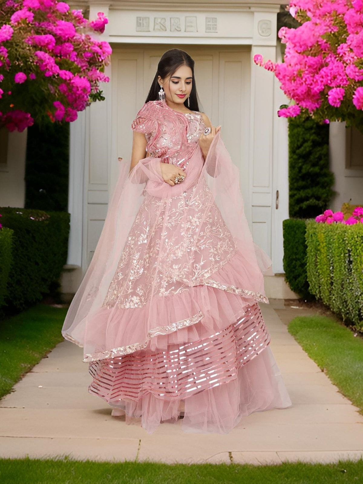 Sequins & Embroidered Lehenga Choli Set