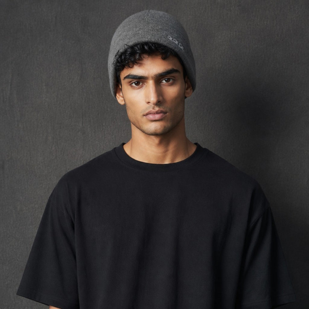K5001DG | ORTLES - Unisex Knit Beanie Made in Italy. Melange Grey Color.